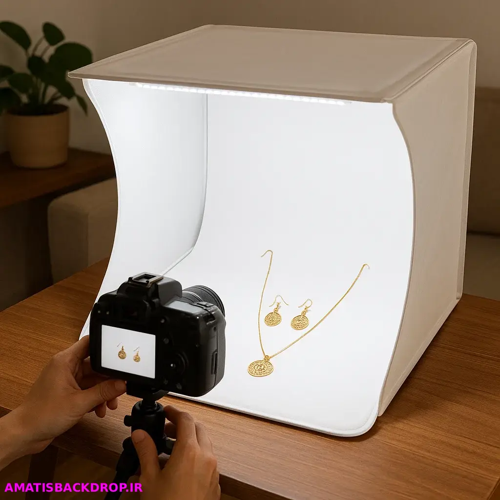 عکاسی از محصول در خانه با باکس نوری برای زیورآلات (1)