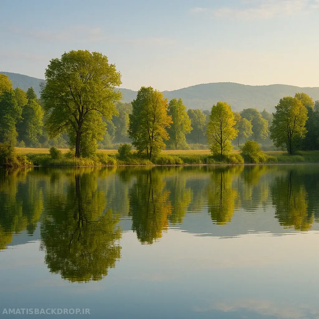 بازتاب در آب‌های آرام در طبیعت