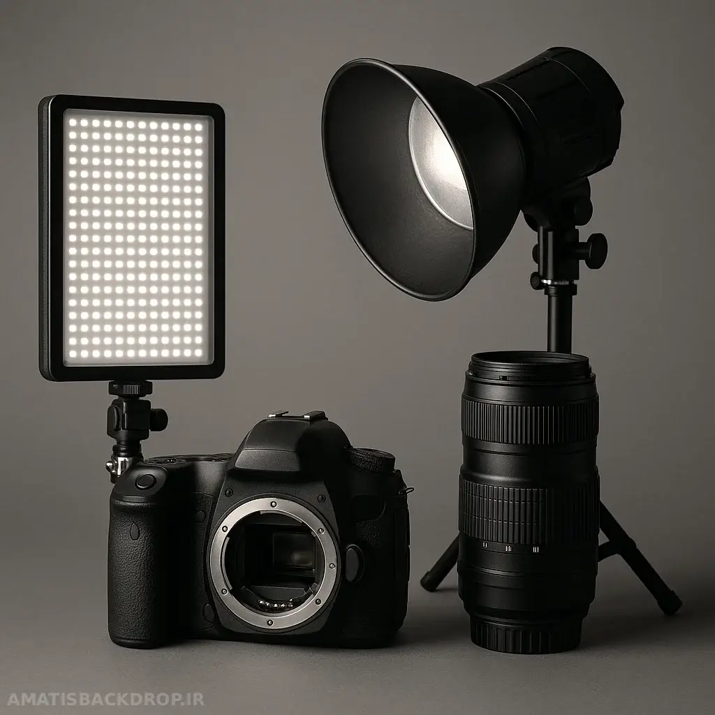 دوربین، لنز و تجهیزات نورپردازی برای عکاسی تبلیغاتی