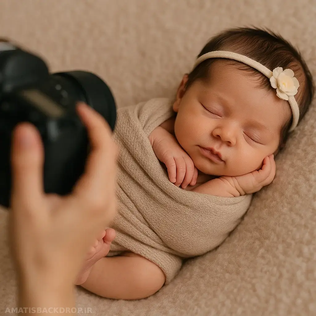 عکاسی از نوزاد در حال خواب با نور طبیعی
