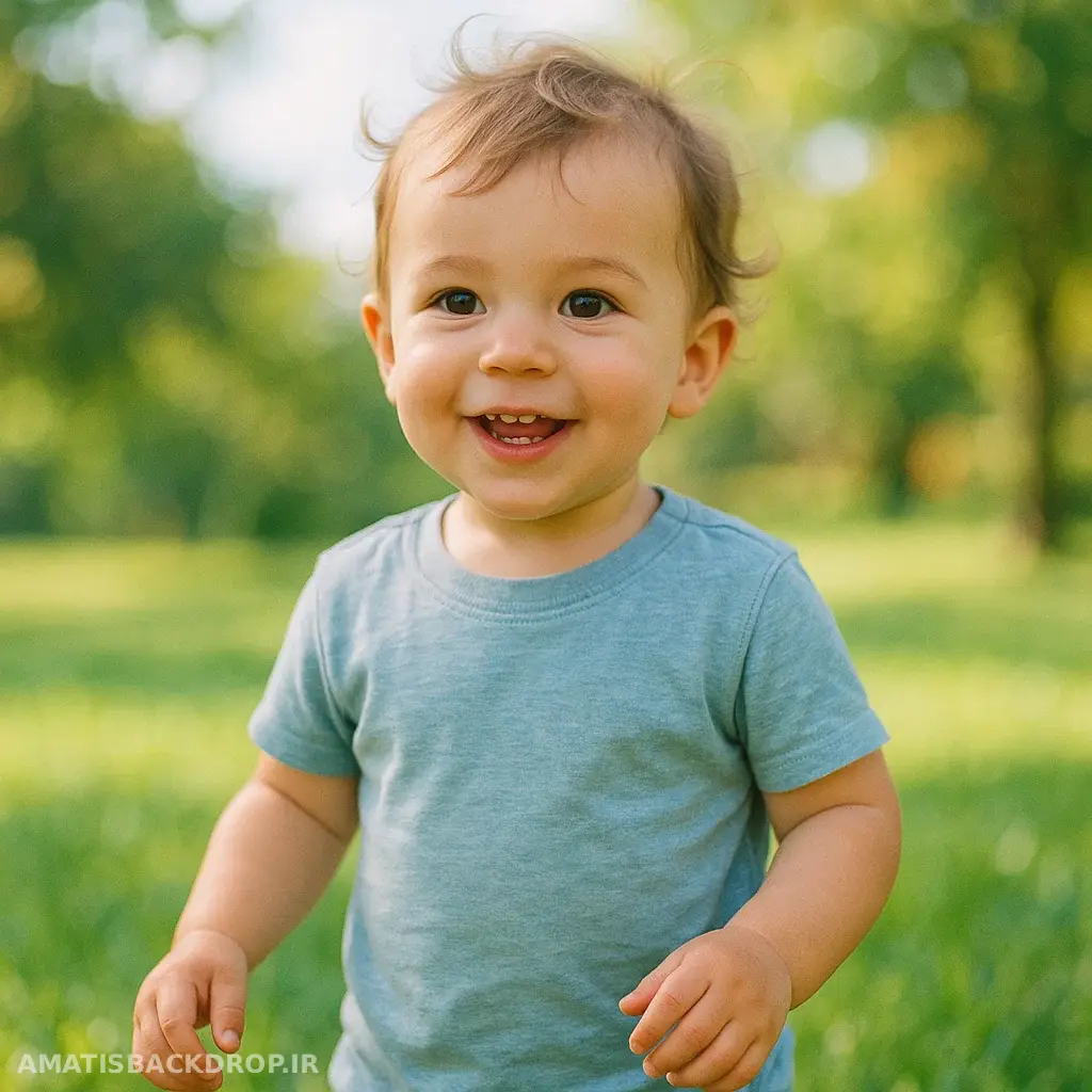 عکاسی از کودک در فضای باز با رنگهای روشن و طبیعی