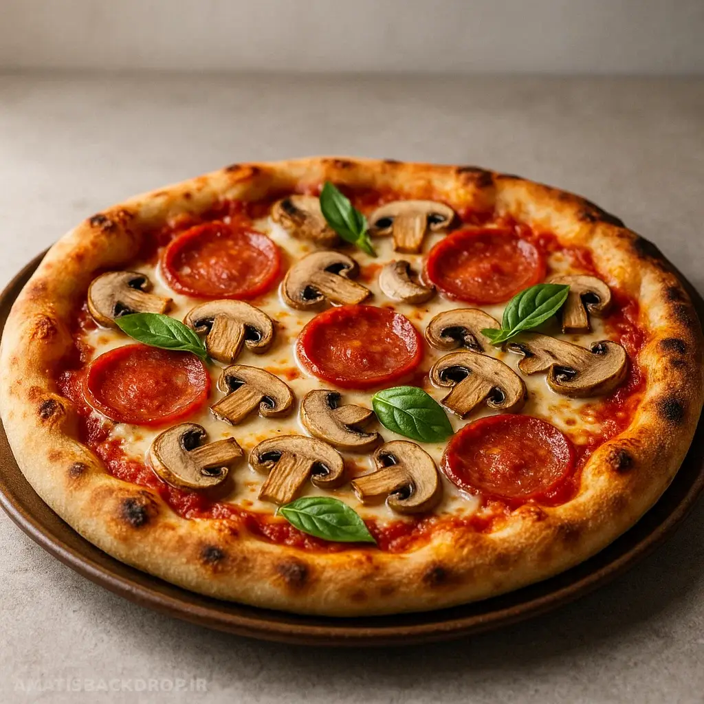 عکاسی حرفهای از پیتزا با نور طبیعی و پسزمینه ساده