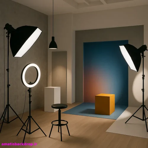 "ترکیب خلاقانه دکورهای آتلیه با نورپردازی‌های متفاوت برای ایجاد تصاویر منحصر به فرد